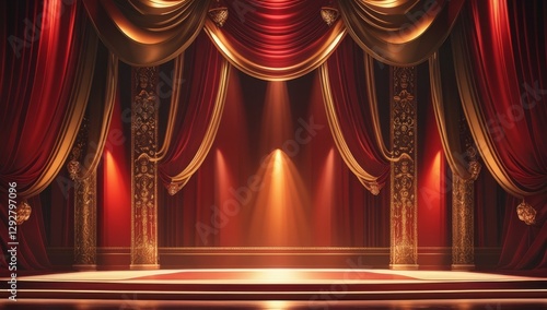 Red golden ceremony award stage venue background.