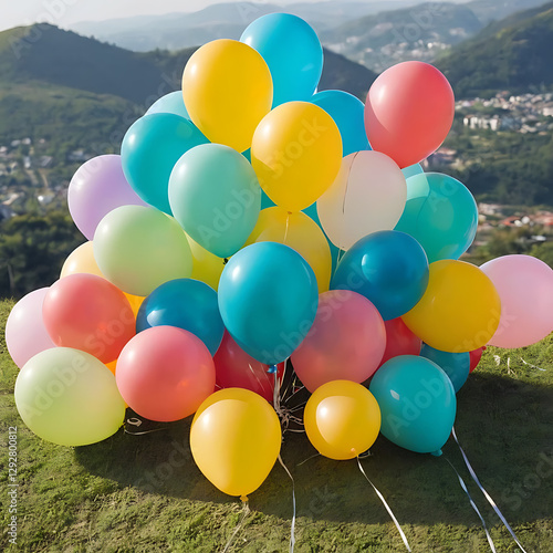 colorful balloons in the air
