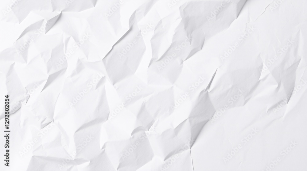 Obraz premium White paper texture, crumpled surface, subtle shadows, minimalist background, abstract pattern, folded paper, monochromatic, high contrast, geometric shapes, clean design, origami-inspired, delicate c