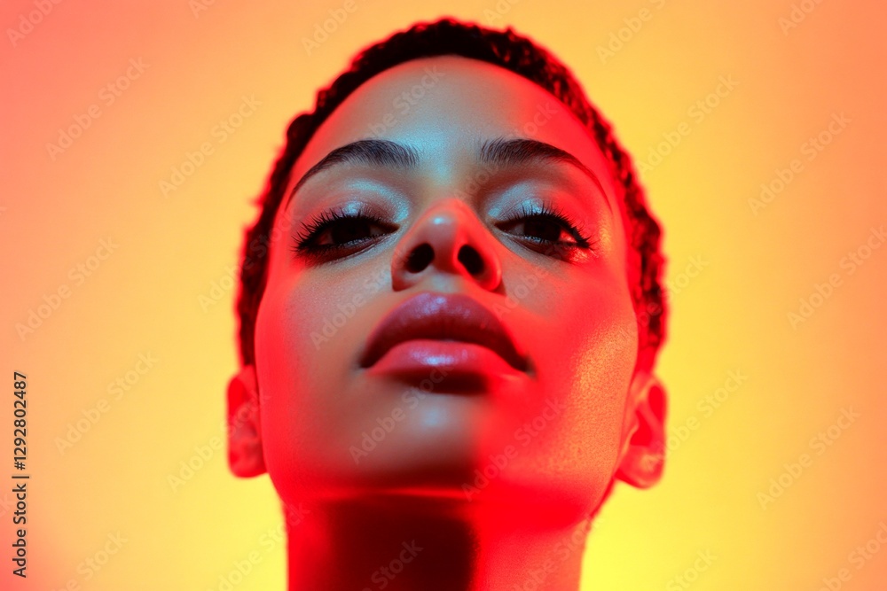 Short coiffure - highlighted hair. Gorgeous calm mixed-race girl - for ads, marketing material and social digital ad use. Commercial ad campaign creative visual design. Commercial advertising. Short coiffure - highlighted hair. Gorgeous calm mixed-race girl - for ads, marketing material and social digital ad use. Commercial ad campaign creative visual design. Commercial advertising.