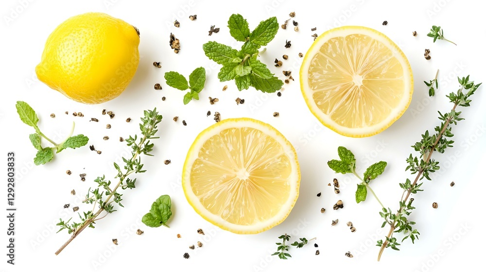 Herbal tea with mint thyme and lemon Herbal tea with mint thyme and lemon
