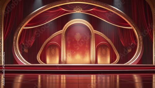 Red golden ceremony award stage venue background.