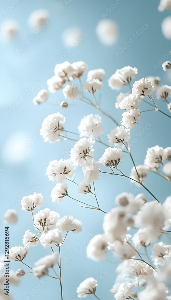 Delicate baby s breath flowers set against a soft blue sky Delicate baby s breath flowers set against a soft blue sky
