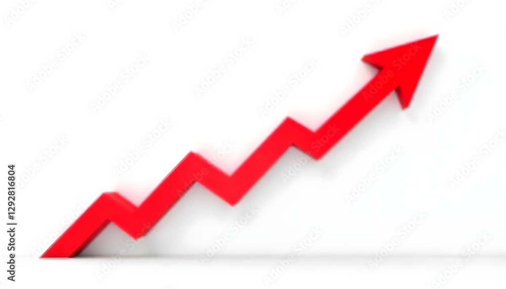 Red 3D Arrow Graph Showing Growth Progress Success and Increase Red 3D Arrow Graph Showing Growth Progress Success and Increase