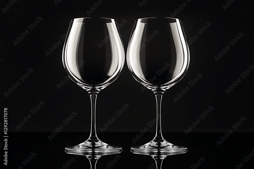 Elegant Pair of Wine Glasses on Black Background Elegant Pair of Wine Glasses on Black Background