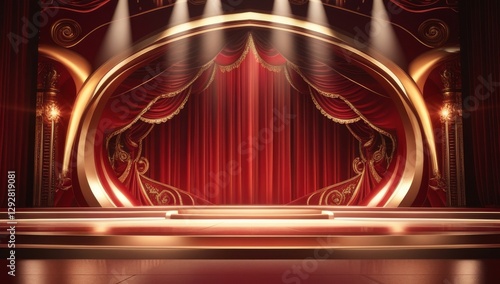 Red golden ceremony award stage venue background.