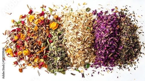 Fototapeta Naklejka Na Ścianę i Meble -  Herbal health tea leaves isolated on white background