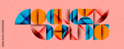 Abstract geometric pattern with intersecting circles and triangles in gradients. The high-contrast composition creates depth and a dynamic, modern aesthetic