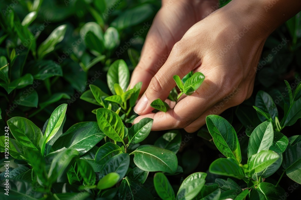 Flawless Image of Closeup Hands Checking Plant Flawless Image of Closeup Hands Checking Plant