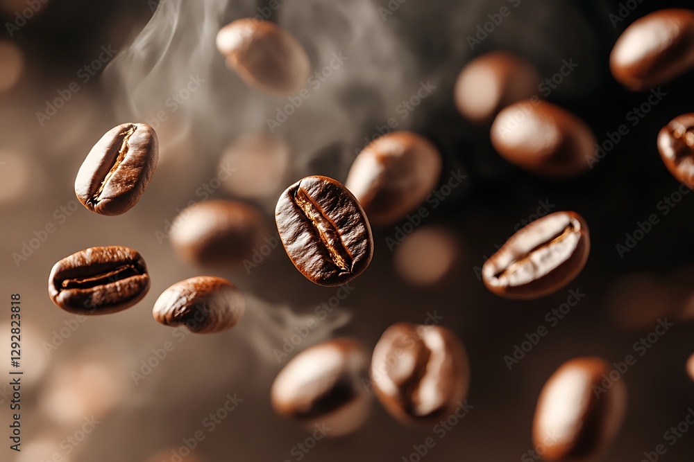 Roasted Coffee Beans in Motion Roasted Coffee Beans in Motion