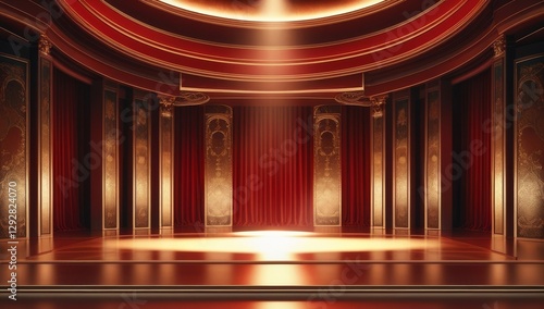 Red golden ceremony award stage venue background.