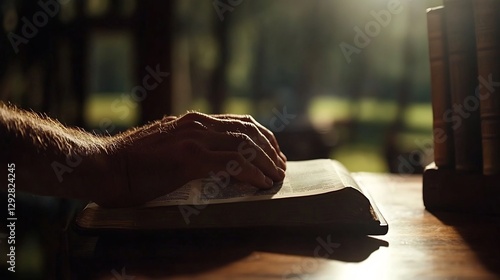 Moments of Reflection: A Man Reading a Book in the Warm Light of Sunset