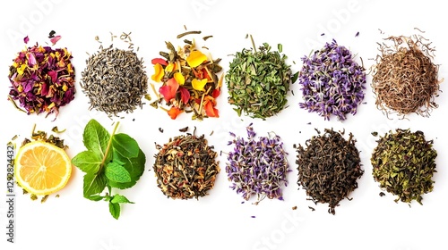 kinds of herb tea leaves chamomile rose hip