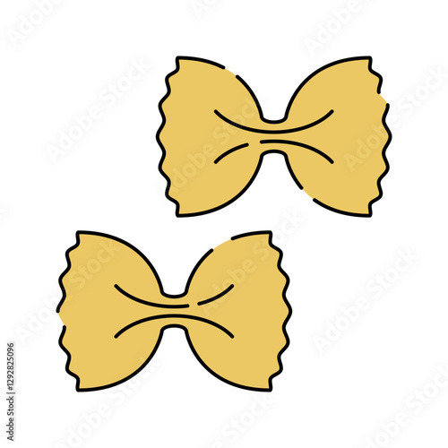 Farfalle Pasta Icon Flat design, bow tie shaped pasta, ideal for branding, packaging, and restaurant menus.