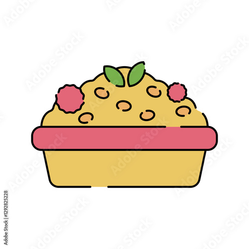 Risotto Icon Flat design, creamy rice dish with herbs, ideal for restaurant menus and food packaging.