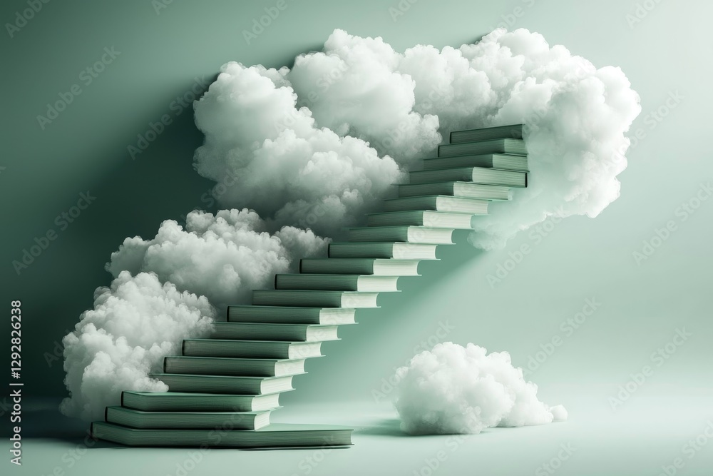 Fototapeta premium The fusion of imagination and education is represented by this unique book staircase.