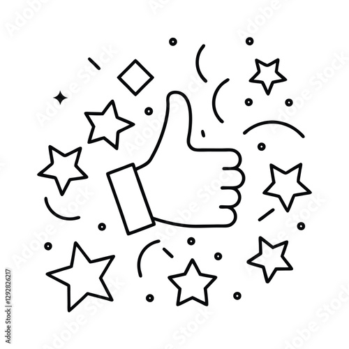 Thumbs Up, Success, Stars, Celebration, Achievement, Positive Feedback, Rating, Approval, Excellence photo