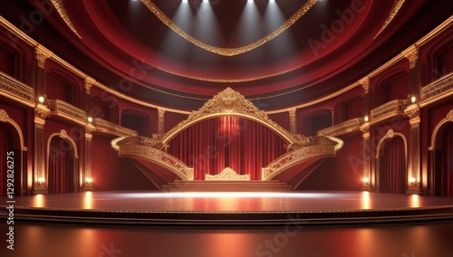 Red golden ceremony award stage venue background.