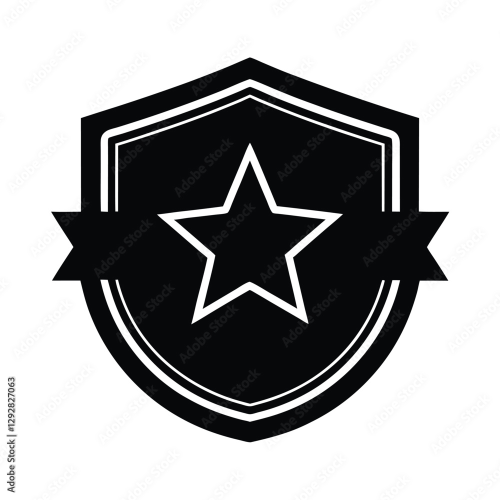 Black Shield Badge Emblem Star Award Honor Ribbon Graphic Black Shield Badge Emblem Star Award Honor Ribbon Graphic