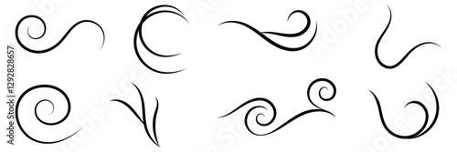 Decorative swirl and spiral vector silhouette set, perfect swirl for graphic design. Elegant shapes add a stylish touch to invitations, logos, tattoos, and art projects . 