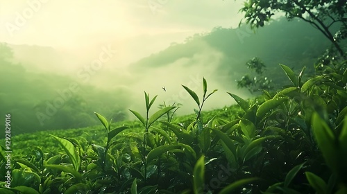 tea leaves Assam Tea Green in nature