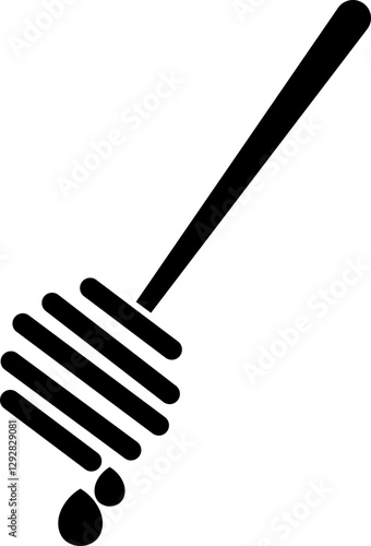 Honey dipper stick icon, honey stick icons vector graphic designs elements, isolated on transparent background. Honey ladle. Square button. Minimalism concept, used for food and beverage pictogram