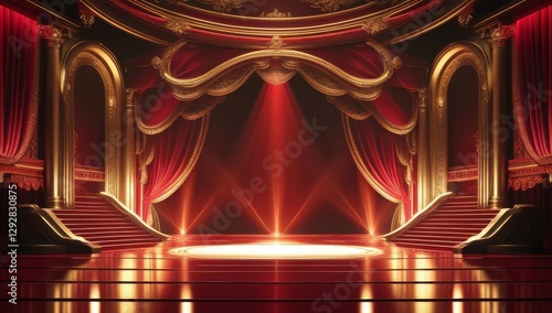 Red golden ceremony award stage venue background.