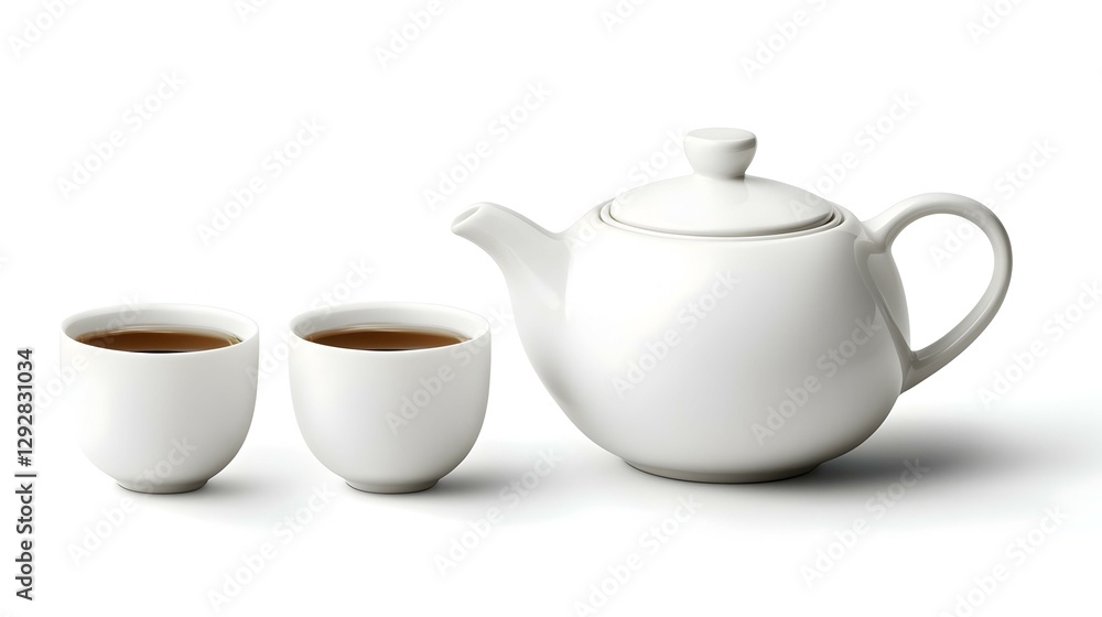 Asian food and drink set white teapot and black Asian food and drink set white teapot and black