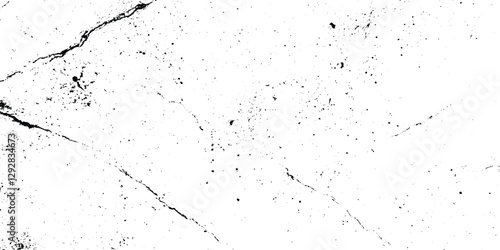 overlay texture of grainy grunge surface, Dirt messy splash overlay and Black and white Dusty scratched grunge texture, abstract dotted black particles is arranging randomly on white background.