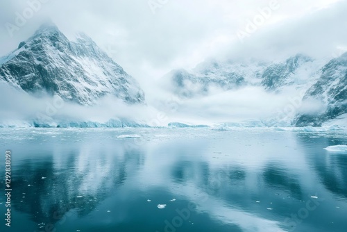 Wallpaper Mural Fog rolling over snowy mountains and glaciers in Antarctica Torontodigital.ca