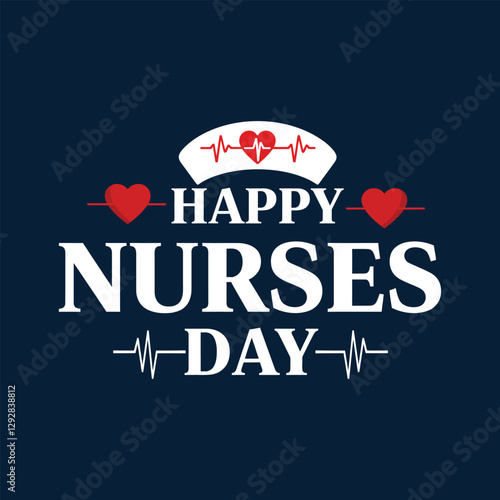 Happy  Nurses Day simple typography vector design  with Blue background.Eps10