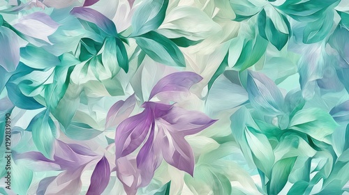 Colorful Abstract Leaves Pattern in Soft Pastel Shades and Tones