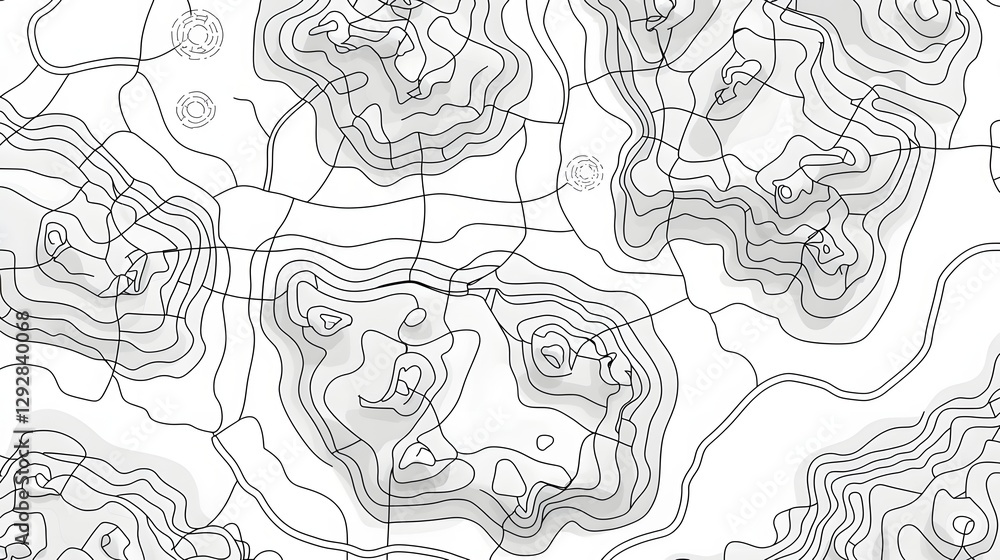Naklejka premium Abstract Monochrome Texture with Fluid Geometric Shapes and Dynamic Lines in Black and White
