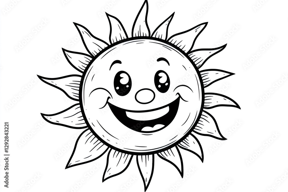 Smiling sun character bringing joy and warmth with its playful rays of sunshine Smiling sun character bringing joy and warmth with its playful rays of sunshine