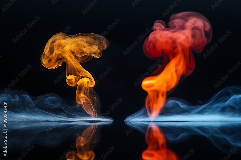 Fototapeta premium Abstract red and orange smoke on a black background. Texture of smoke