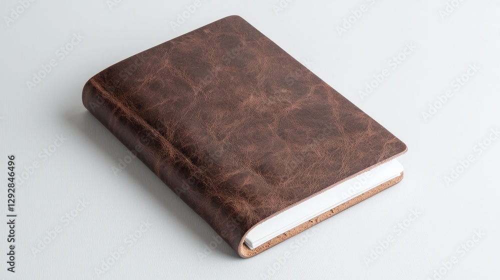 Brown Leather Notebook on White Surface Brown Leather Notebook on White Surface