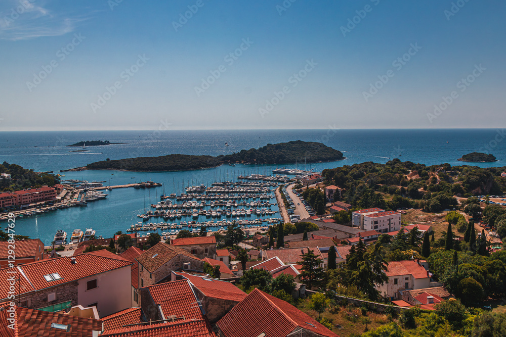 Fototapeta premium Aerial view of the port of Vrsar Orsera town Vrsar Croatia 08.07.24