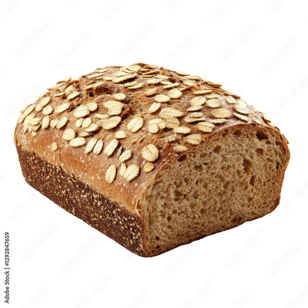 Whole wheat bread with oats showcased on a clean Transparent background for culinary presentation, whole wheat bread isolated on PNG background Whole wheat bread with oats showcased on a clean Transparent background for culinary presentation, whole wheat bread isolated on PNG background