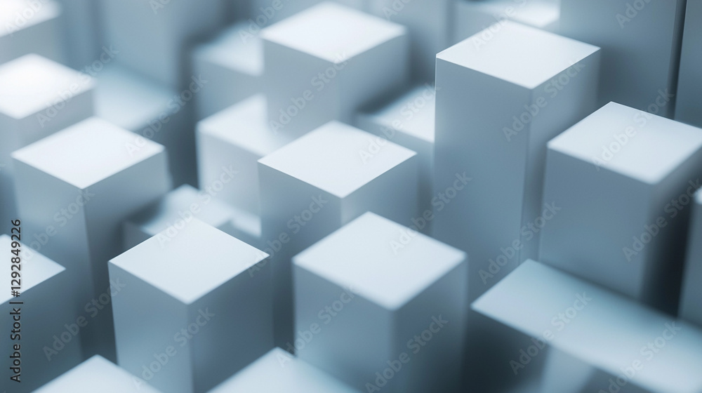 Abstract white cubes 3d render modern geometric design background art grey blue shape light style Abstract white cubes 3d render modern geometric design background art grey blue shape light style