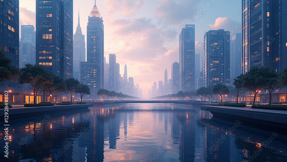 Obraz premium hong kong skyline at night