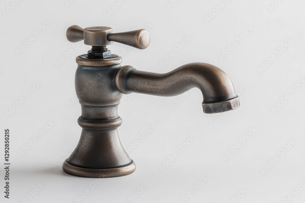 Bronze finished cold water tap with hard water deposits Bronze finished cold water tap with hard water deposits