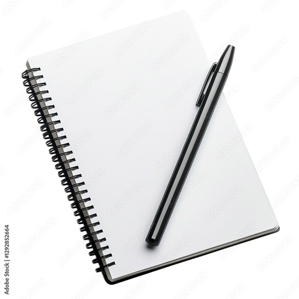 A Minimalist Smart Notebook with Erasable Pages and Pen Isolated on Transparent Background A Minimalist Smart Notebook with Erasable Pages and Pen Isolated on Transparent Background