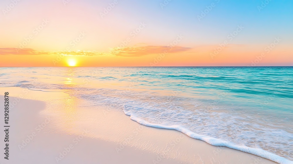 Beautiful sunset over peaceful ocean waves. Beautiful sunset over peaceful ocean waves.