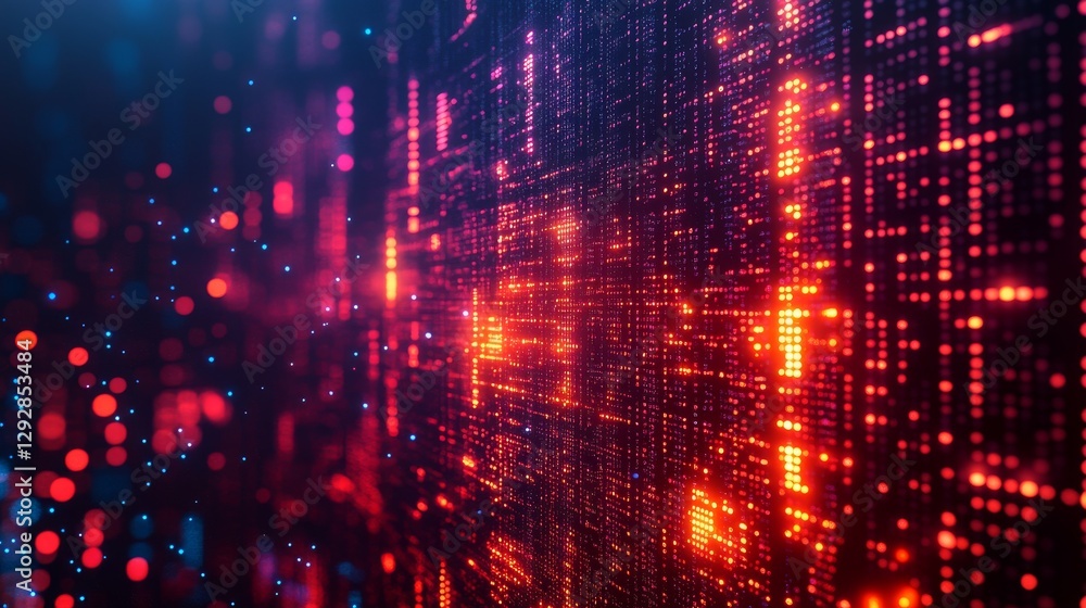 Abstract Digital Data Stream Glowing Red and Blue Binary Code Background Abstract Digital Data Stream Glowing Red and Blue Binary Code Background