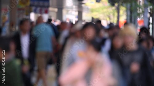 Wallpaper Mural Blurry Japanese People in Tokyo. Business District. Rush Hour Time People Are Walking on the Sidewalk. Japan Torontodigital.ca
