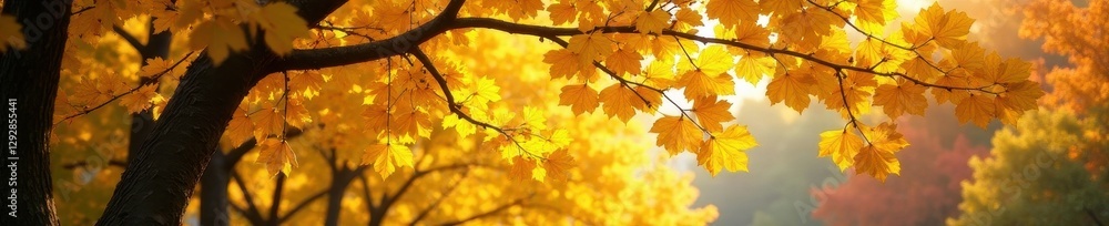 Ginkgo's vibrant yellow canopy, serene autumn scene , outdoor, vibrant, outdoor view Ginkgo's vibrant yellow canopy, serene autumn scene , outdoor, vibrant, outdoor view
