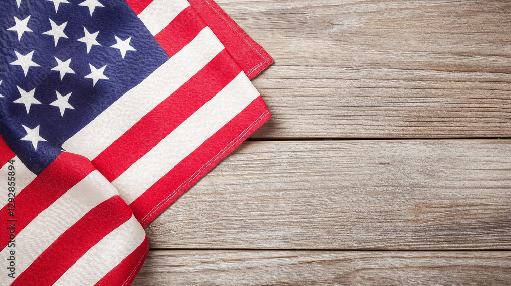 American Flag on Wooden Background: The flag of the United States of America gracefully draped over a rustic wooden surface. Celebrating patriotism, freedom, and national pride. American Flag on Wooden Background: The flag of the United States of America gracefully draped over a rustic wooden surface. Celebrating patriotism, freedom, and national pride.