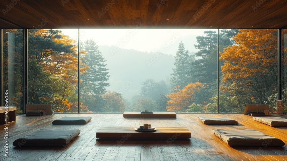 Fototapeta premium Autumn Mountain View Meditation Room