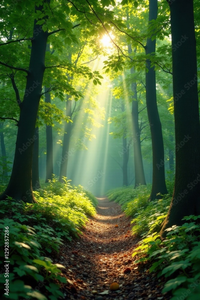 Obraz premium Intricate leaf veins, sun-dappled forest floor, texture, illustration