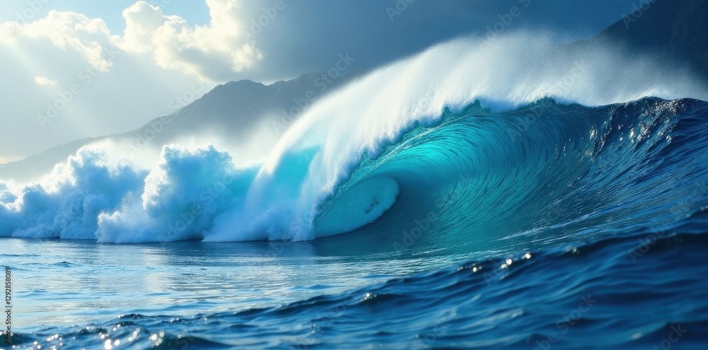 Massive wave crests, crashing on Oahu's North Shore , surfing, winter, power Massive wave crests, crashing on Oahu's North Shore , surfing, winter, power
